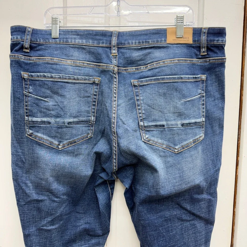 BKE Payton universal fit mid rise ankle skinny denim jeans distressed women's 36